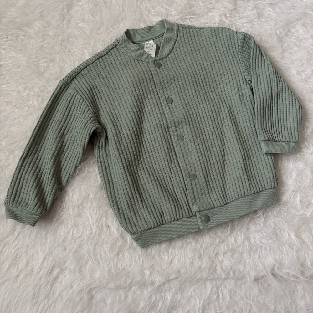 H&M Sage Springtime Gender Neutral Ribbed Cardigan